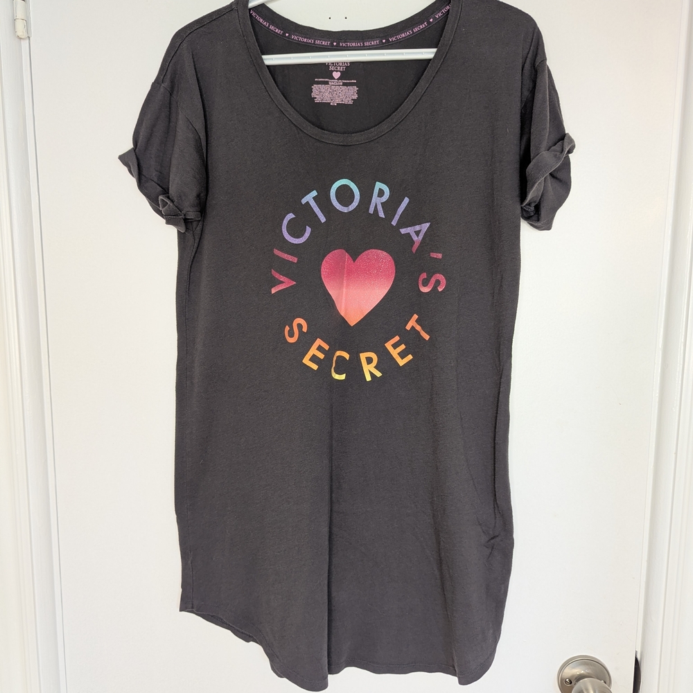 Victoria's Secret Gray T-Shirt with Colorful Logo